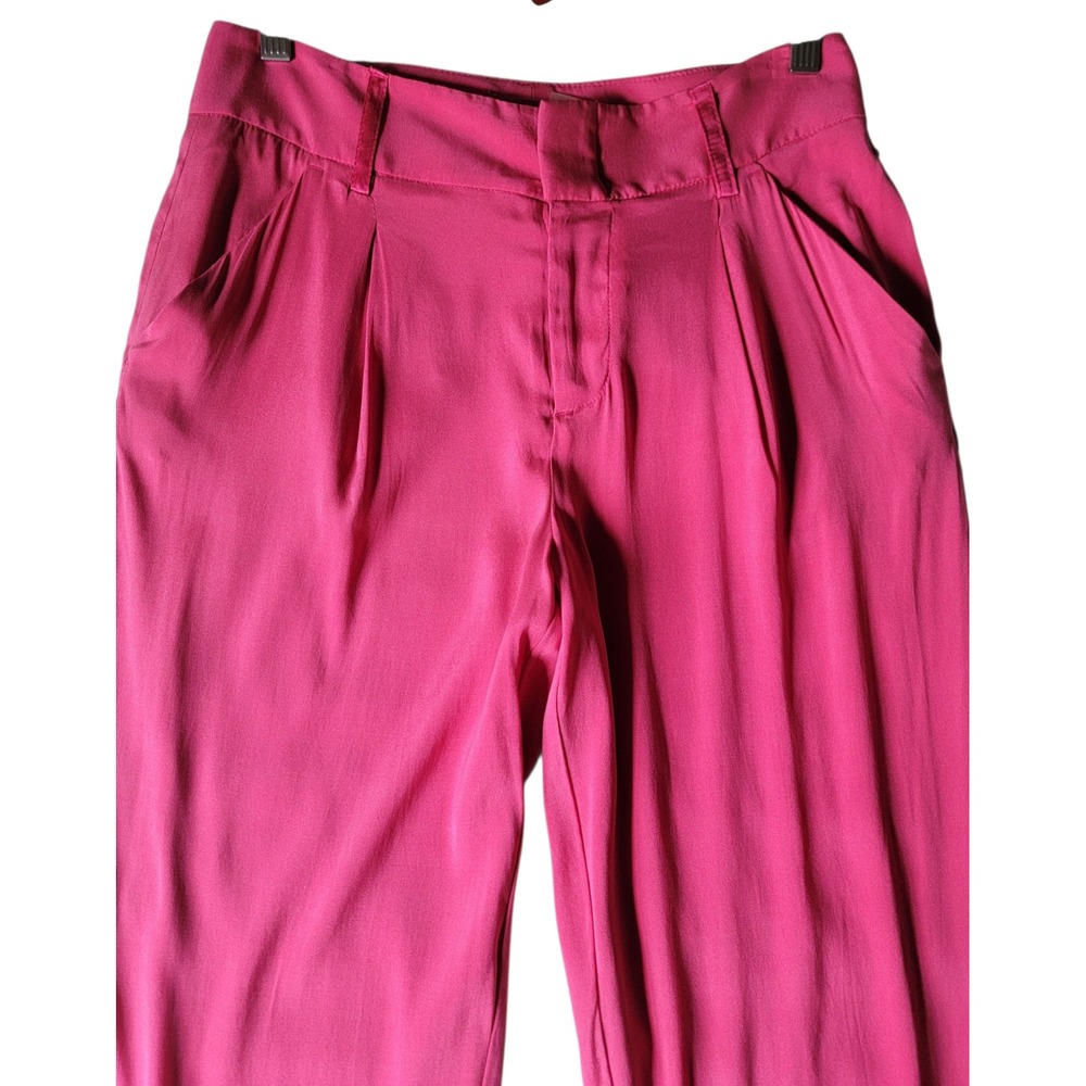 NWT Alice + Olivia‎ Pink Silk Pleated Cuffed Trousers Tapered Ankle Pants Size 8